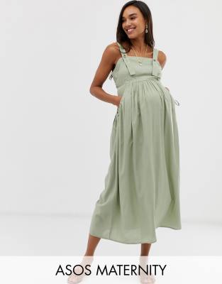 ASOS DESIGN Maternity overall midi sundress with pocket detail | ASOS