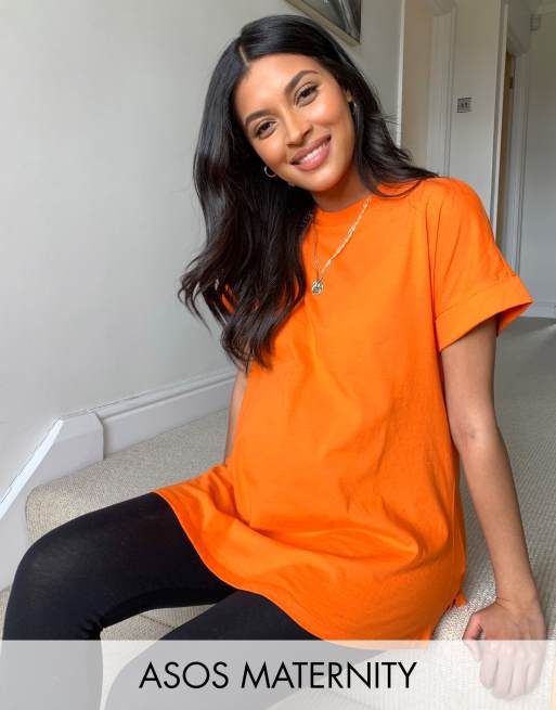 orange maternity shirt
