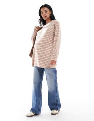 Asos Maternity Asos Design Maternity Oversized Long Sleeve Skater Tee In Multi