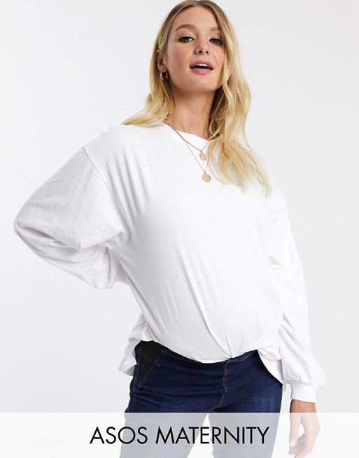 ASOS DESIGN Maternity oversized long sleeve t-shirt in white