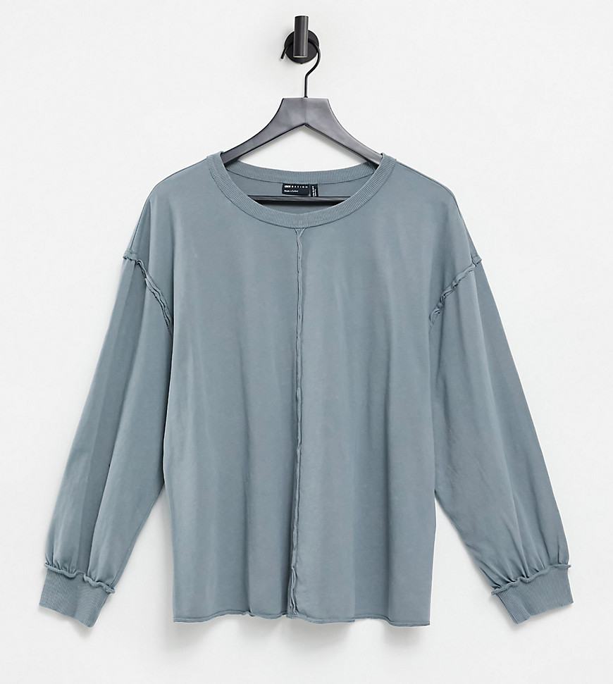 ASOS DESIGN Maternity oversized long sleeve t-shirt with seam detail in washed gray-Grey