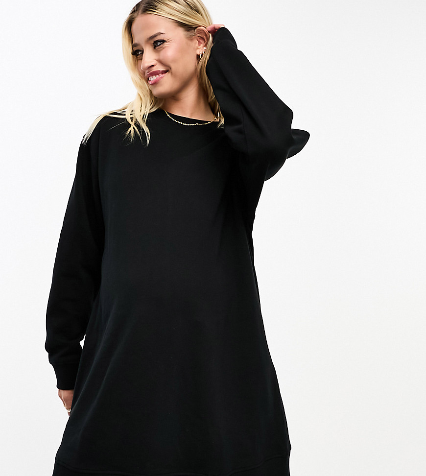 ASOS DESIGN Maternity oversized mini sweatshirt dress in black-Multi