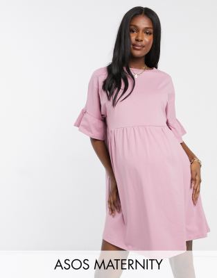 dusty pink dress with sleeves