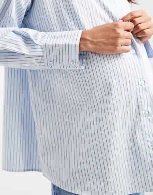 Asos Maternity Asos Design Maternity Oversized Shirt In Blue