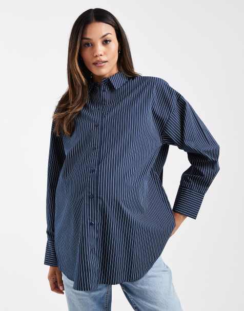 ASOS DESIGN Maternity oversized shirt in stripe - view 1
