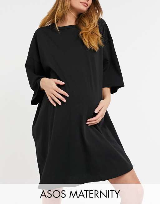 ASOS Design Maternity oversized T-shirt dress in black