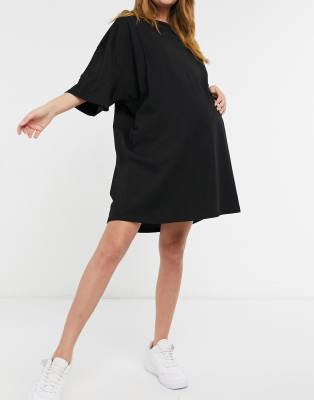 ASOS Design Maternity oversized T-shirt dress in black | ASOS