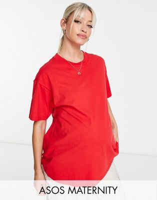 ASOS DESIGN Maternity oversized t-shirt in Red