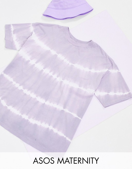 ASOS DESIGN Maternity oversized t-shirt in tie dye stripe
