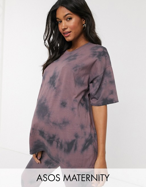 ASOS DESIGN Maternity oversized t-shirt in tonal tie dye