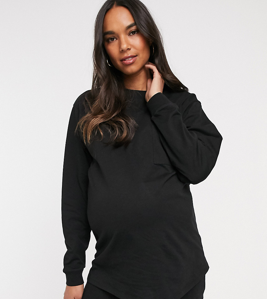 ASOS DESIGN Maternity - Oversized T-shirt met zakje in zwart