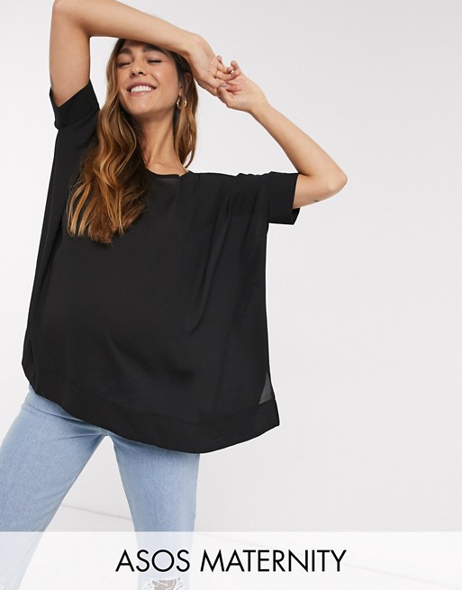 ASOS DESIGN Maternity oversized t-shirt with v back