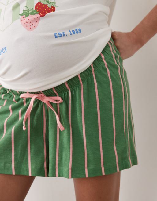 ASOS DESIGN Maternity oversized tee and shorts pajama set with strawberry graphic , 3 of 4