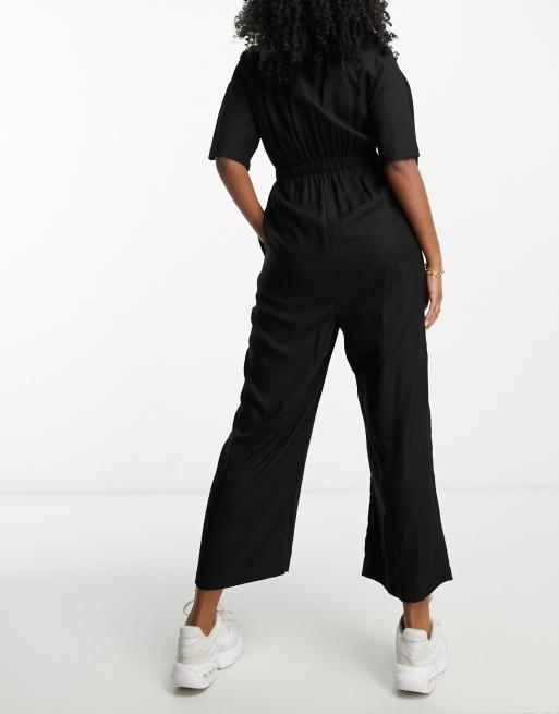 Black Wrap Tie Maternity Jumpsuit