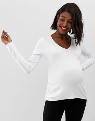 ASOS DESIGN Maternity - Oversized tuniek met V-hals in wit