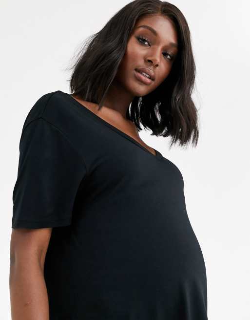 ASOS DESIGN Maternity oversized v front and v back t-shirt in