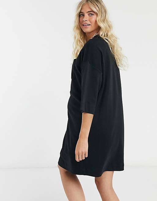 Dresses Maternity oversized winter weight T-Shirt Dress with pocket in black 