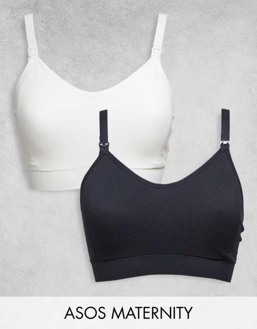ASOS DESIGN Maternity - Pakke med 2 sømløse BH'er i sort og pink