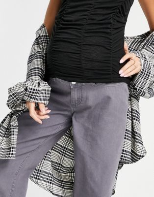 Femme DESIGN Maternity - Pantalon dad large - Gris délavé