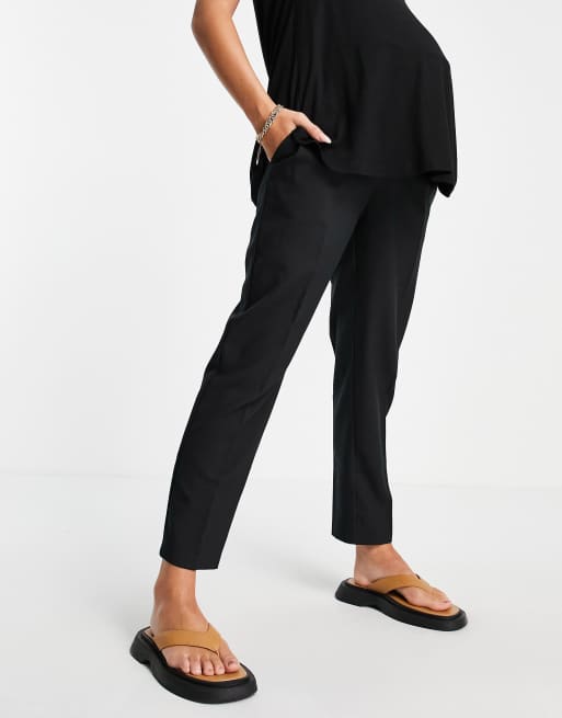 ASOS DESIGN Maternity - Pantalon de tailleur élégant coupe fuselée avec bande sur le ventre - Noir, 3 de 4