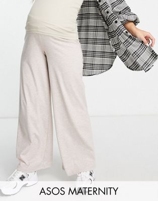 ASOS DESIGN Maternity - Pantalon large en jersey - Grège | ASOS