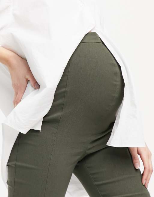 ASOS DESIGN Maternity - Pantalon taille haute coupe skinny recouvrant le ventre - Kaki, 3 de 4