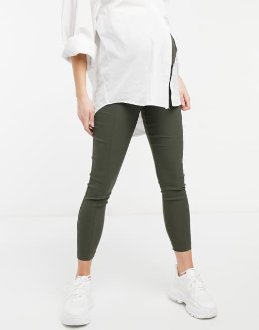 ASOS DESIGN Maternity - Pantalon taille haute coupe skinny recouvrant le ventre - Kaki, 4 de 4