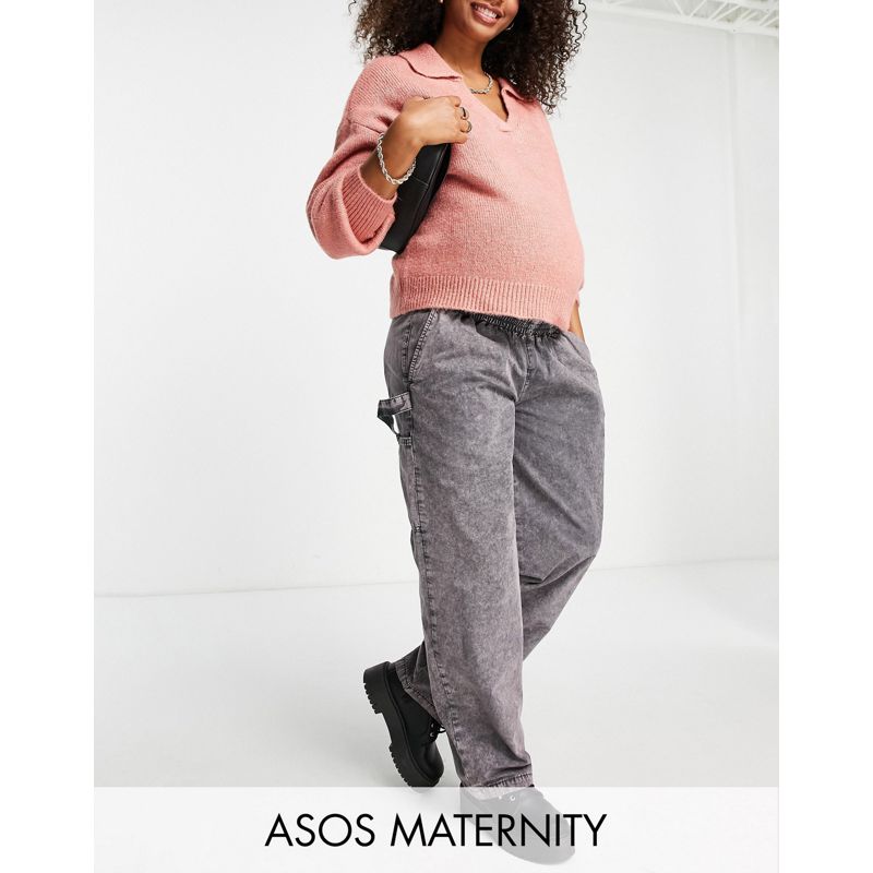 OWOaP Donna DESIGN Maternity - Pantaloni color antracite con passanti martellati