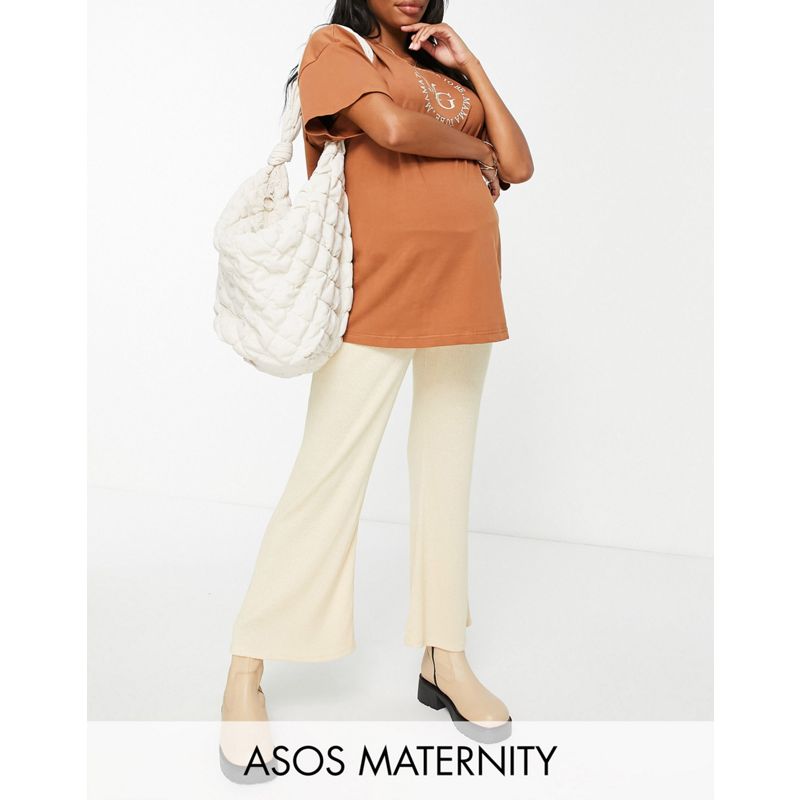 Donna  DESIGN Maternity - Pantaloni extra larghi gialli a coste con fascia sotto il pancione in coordinato