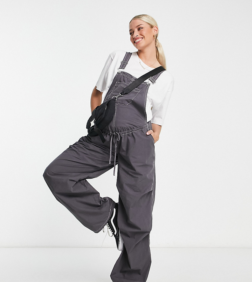 ASOS DESIGN Maternity parachute pants overalls in charcoal-Gray