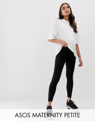 ASOS DESIGN Maternity over the bump band leather look leggings in black