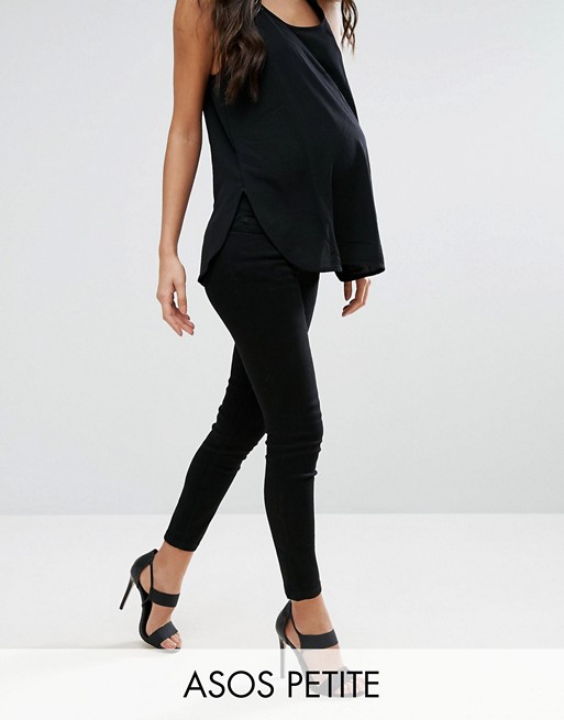 ASOS DESIGN Maternity Petite Ridley 'skinny' Jean In Clean Black With Under The bump waistband