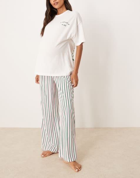ASOS DESIGN Maternity - Pigiama con grafica con letto composto da T-shirt oversize e pantaloni a fondo ampio - view 1