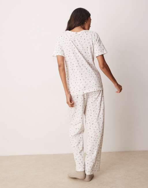 ASOS DESIGN Maternity - Pigiama con maglietta da allattamento e pantaloni con stampa di frutta e fiorellini, 3 di 4