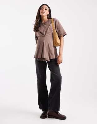 Asos Maternity Asos Design Maternity Pleat Tuck Detail T-shirt In Multi