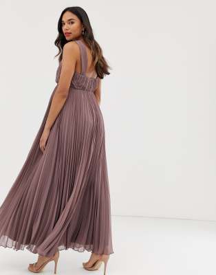 asos design pleated bodice halter maxi dress