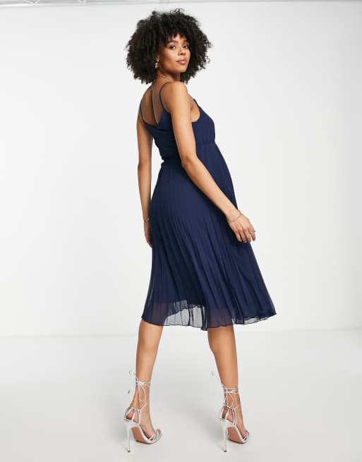 ASOS Asos Design Maternity Cami Midi Slip Dress in Blue