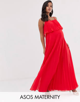 bright red maternity dress