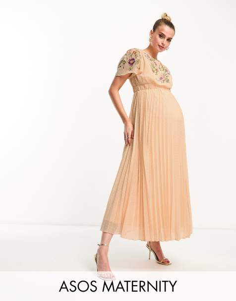 ASOS DESIGN Maternity blouson embroidered maxi dress with cape back