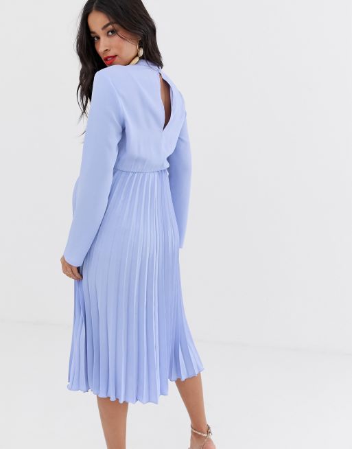 ASOS DESIGN Maternity pleated high neck midi dress