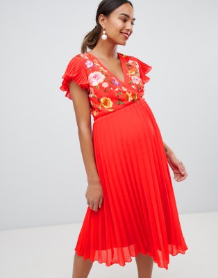 asos embroidered maternity dress