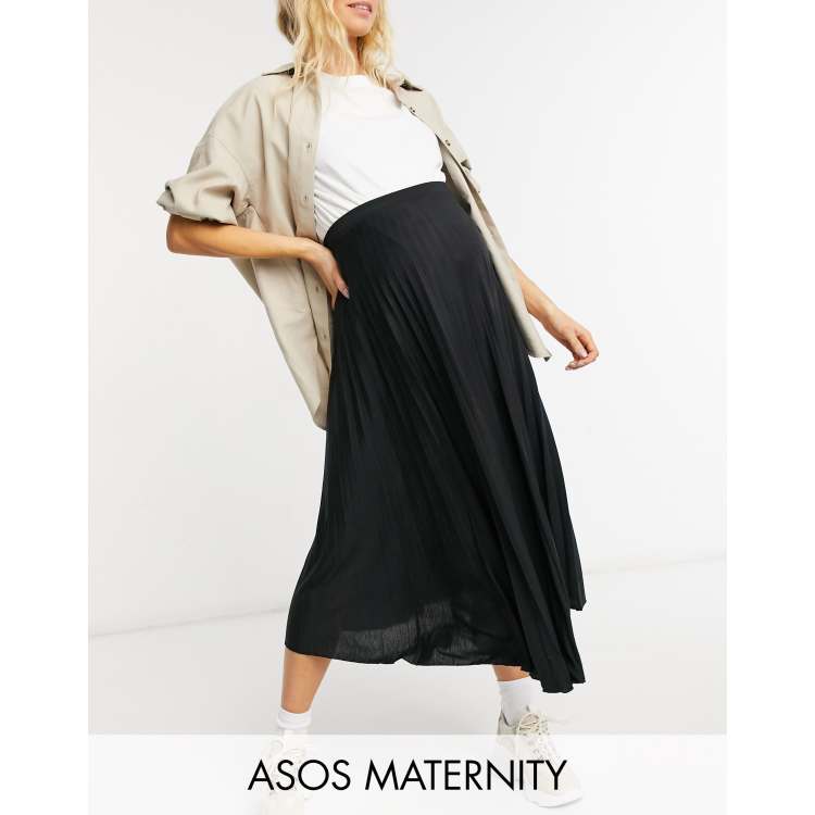 Black pleated clearance midi skirt asos