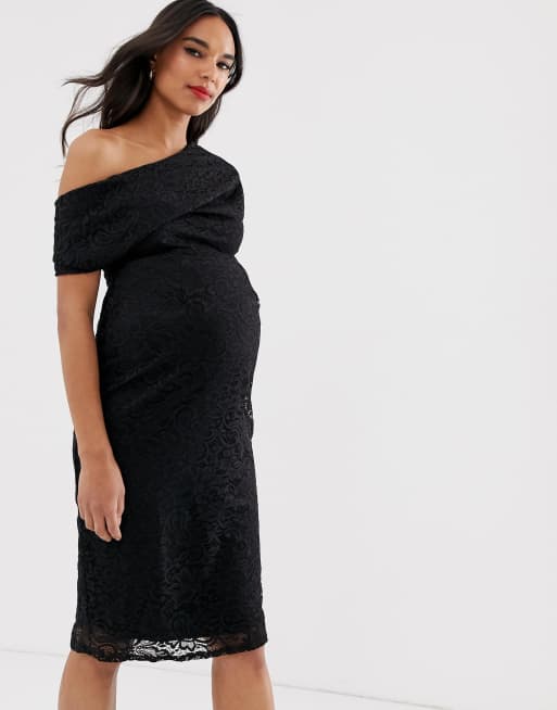 Asos black lace maternity dress online