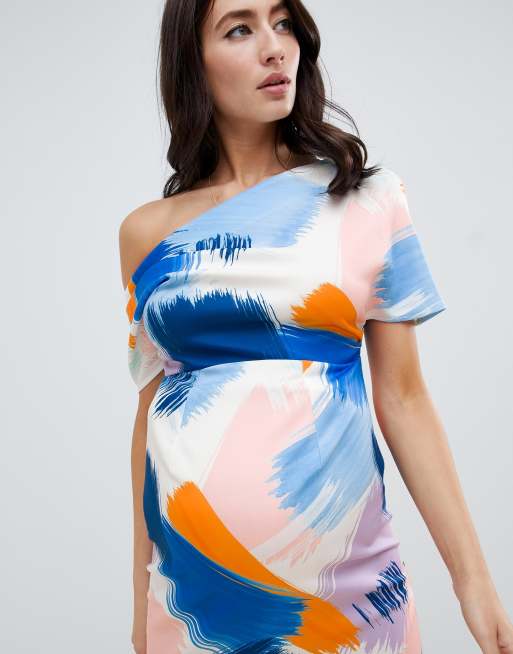 Asos pleated shoulder pencil dress sales