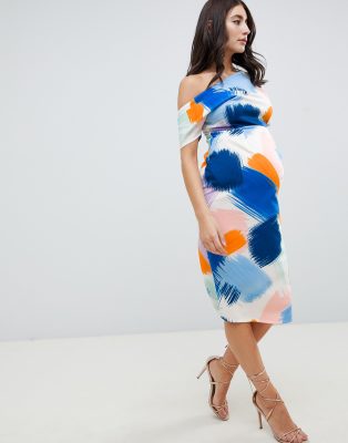 asos design pleated shoulder pencil dress