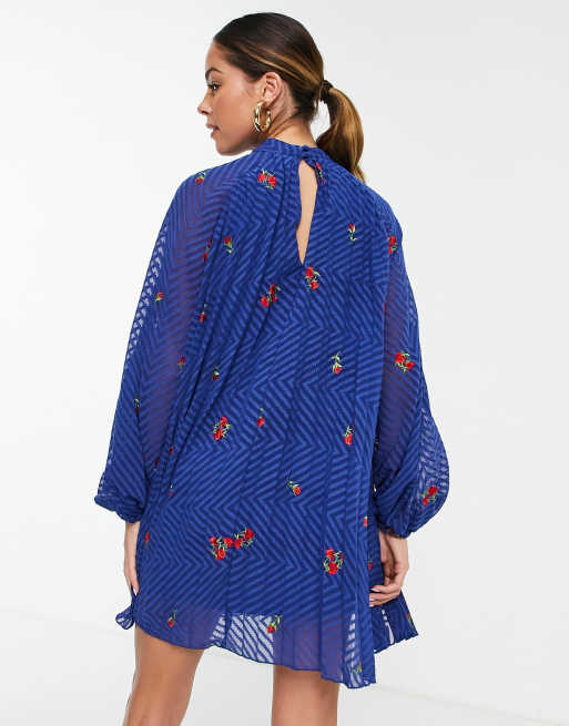 Asos pleated trapeze mini dress hotsell