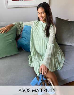 asos green maternity dress