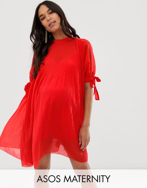 Asos pleated outlet trapeze mini dress