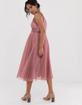 asos design soft tulle midi dress