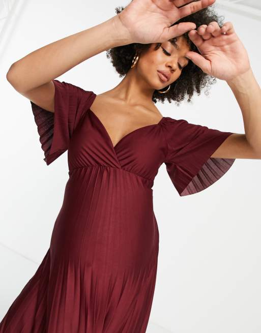 Dark red hotsell maternity dress